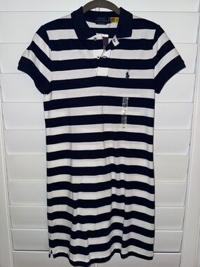 Ralph Lauren Navy and White Striped Polo Dress